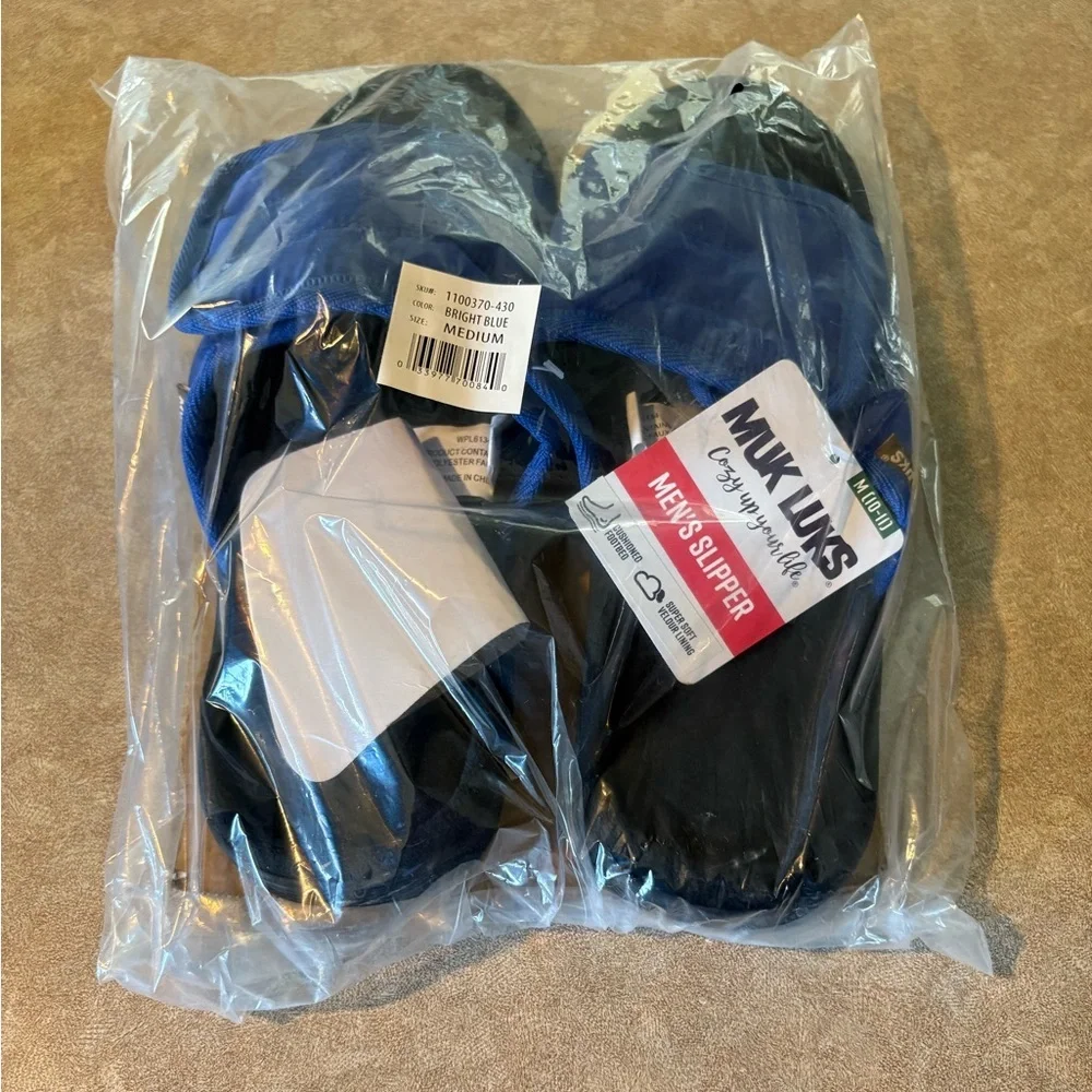 MUK LUKS Men’s Adjustable Quilted Slide Slippers NWT